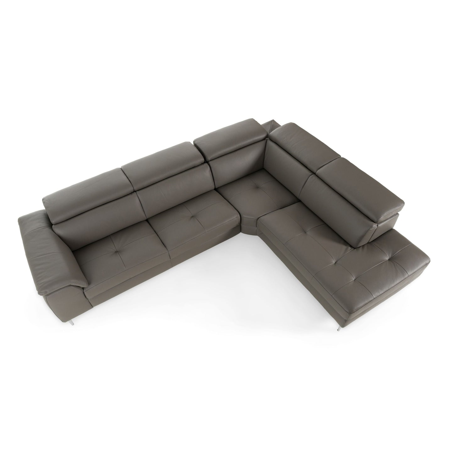 Viola Italian Contemporary Grey Leather Sectional Sofa