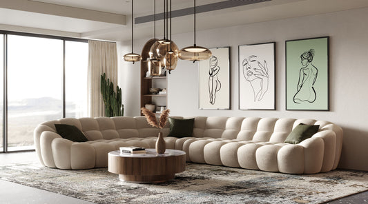 Luxury Beige Curved Sectional Sofa