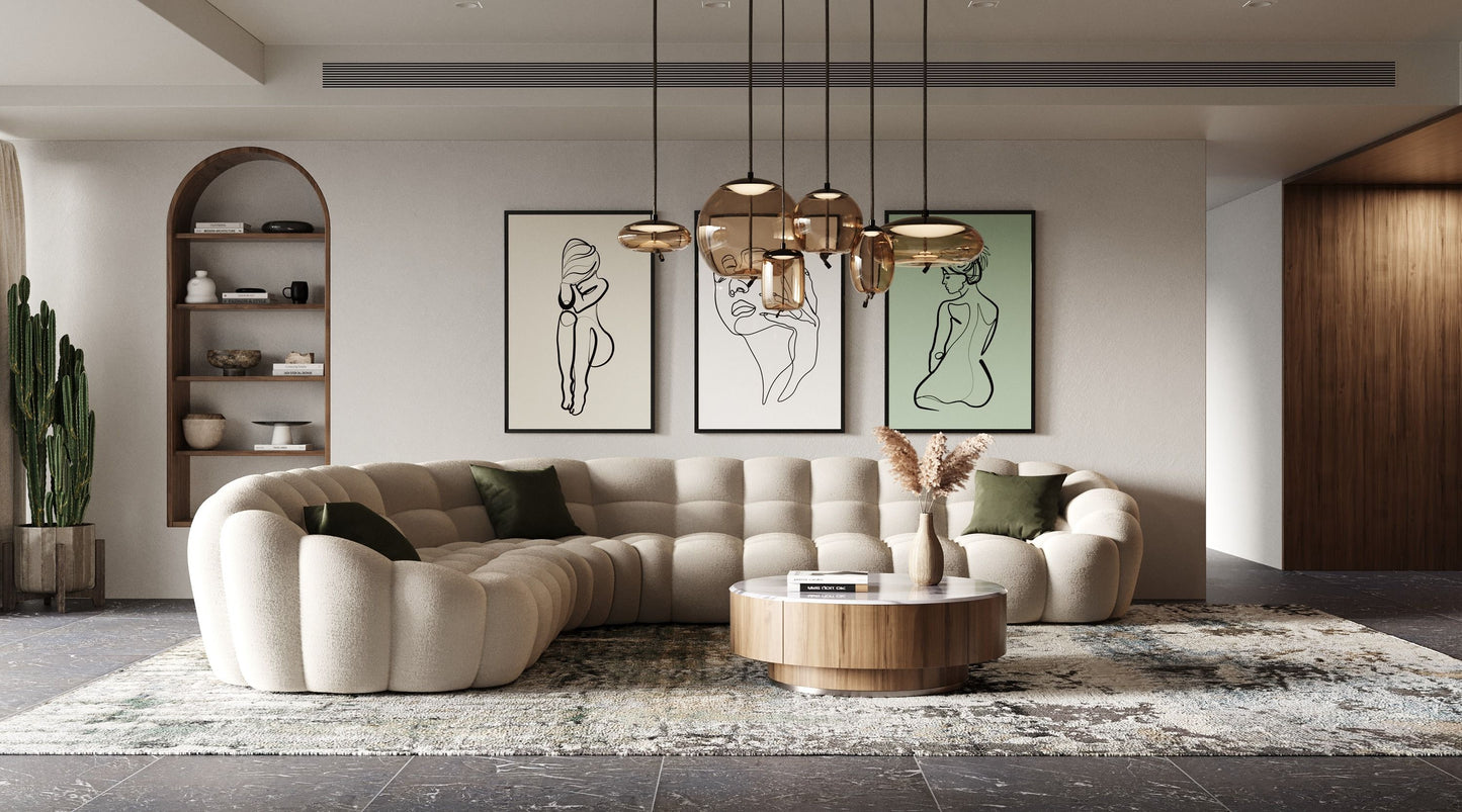 Luxury Beige Curved Sectional Sofa