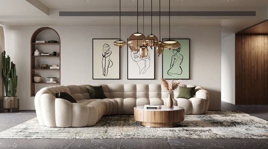 Luxury Beige Curved Sectional Sofa
